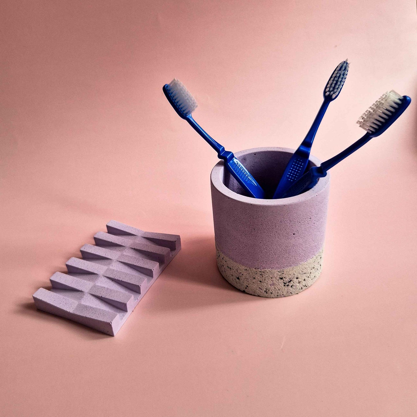 Textured Waterproof Half‑Terrazzo Toothbrush Holder & Soap Dish Set