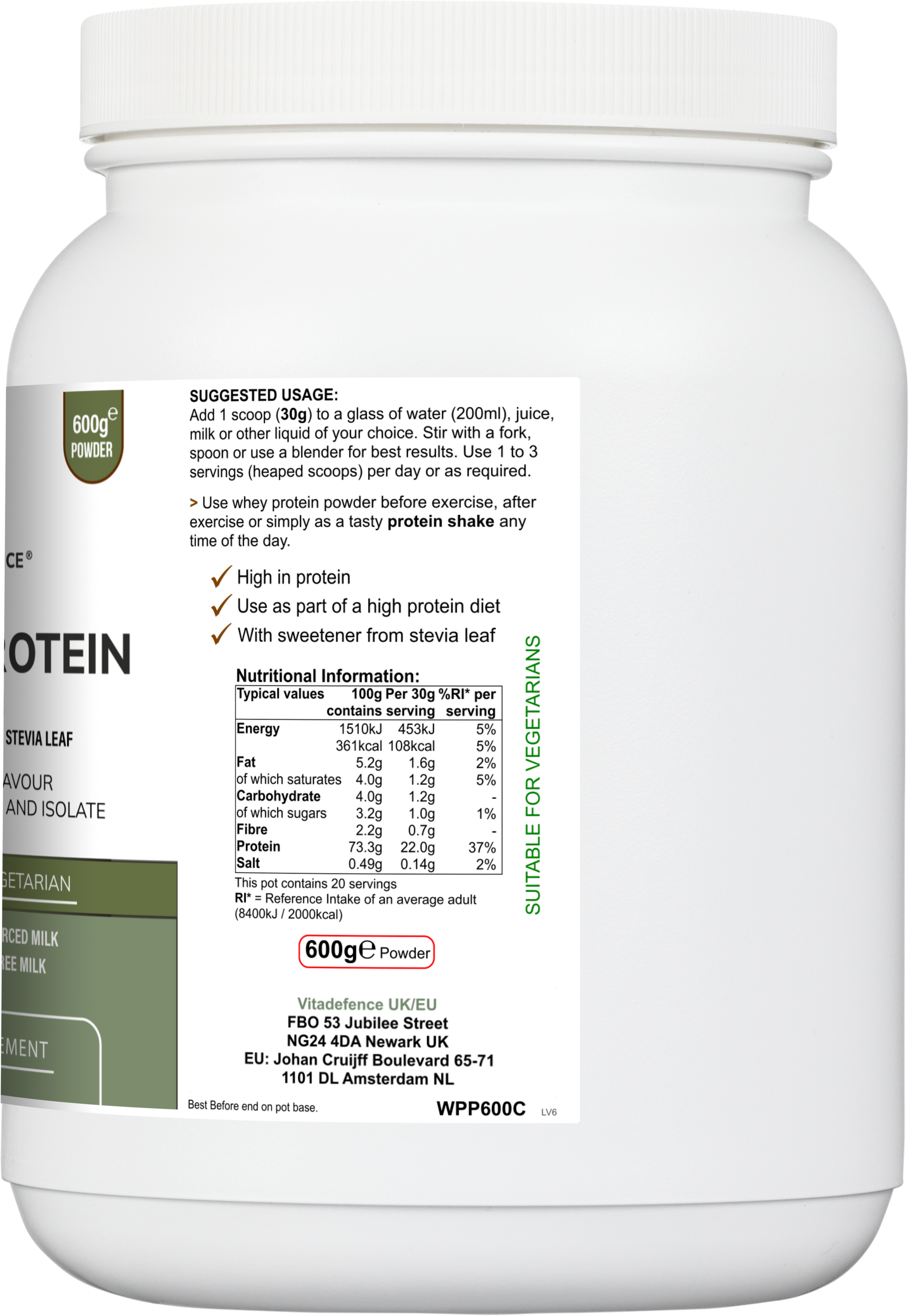 Whey Protein Multi | Chocolate Flavour Protein Powder with Stevia – 600 g-3