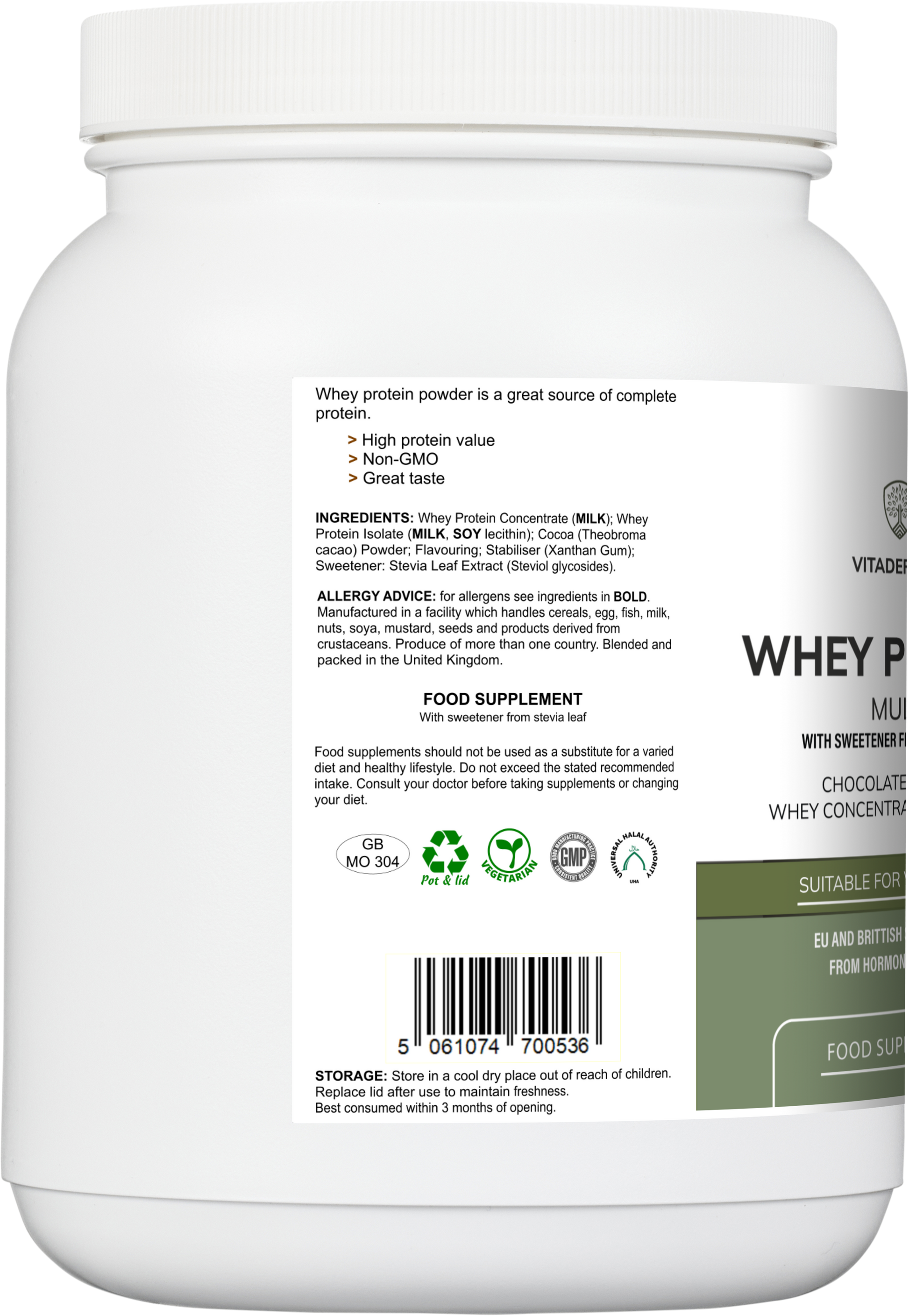 Whey Protein Multi | Chocolate Flavour Protein Powder with Stevia – 600 g-2