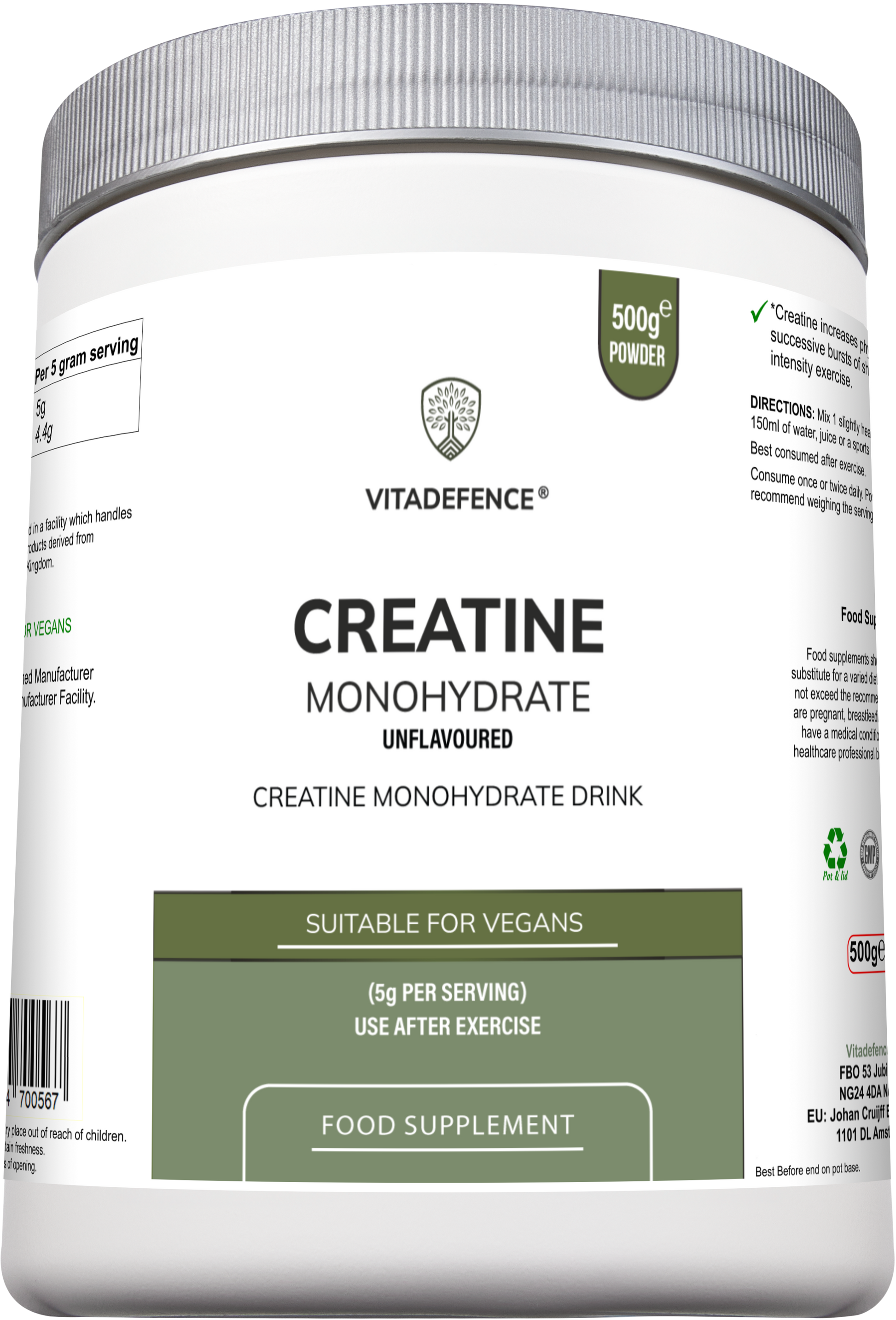 Creatine Monohydrate | Pure Unflavoured Creatine Powder – 500 g-1