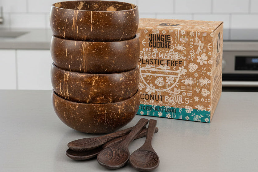 Eco-friendly Coconut Bowls & Spoons Set of 4-0