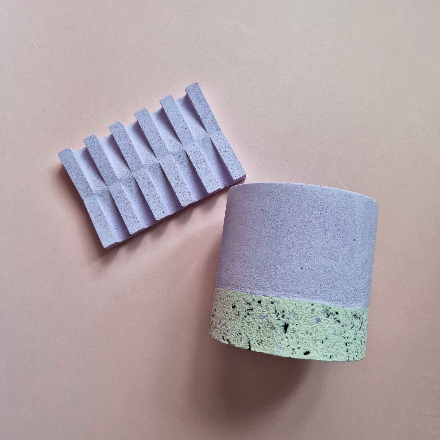 Textured Waterproof Half‑Terrazzo Toothbrush Holder & Soap Dish Set
