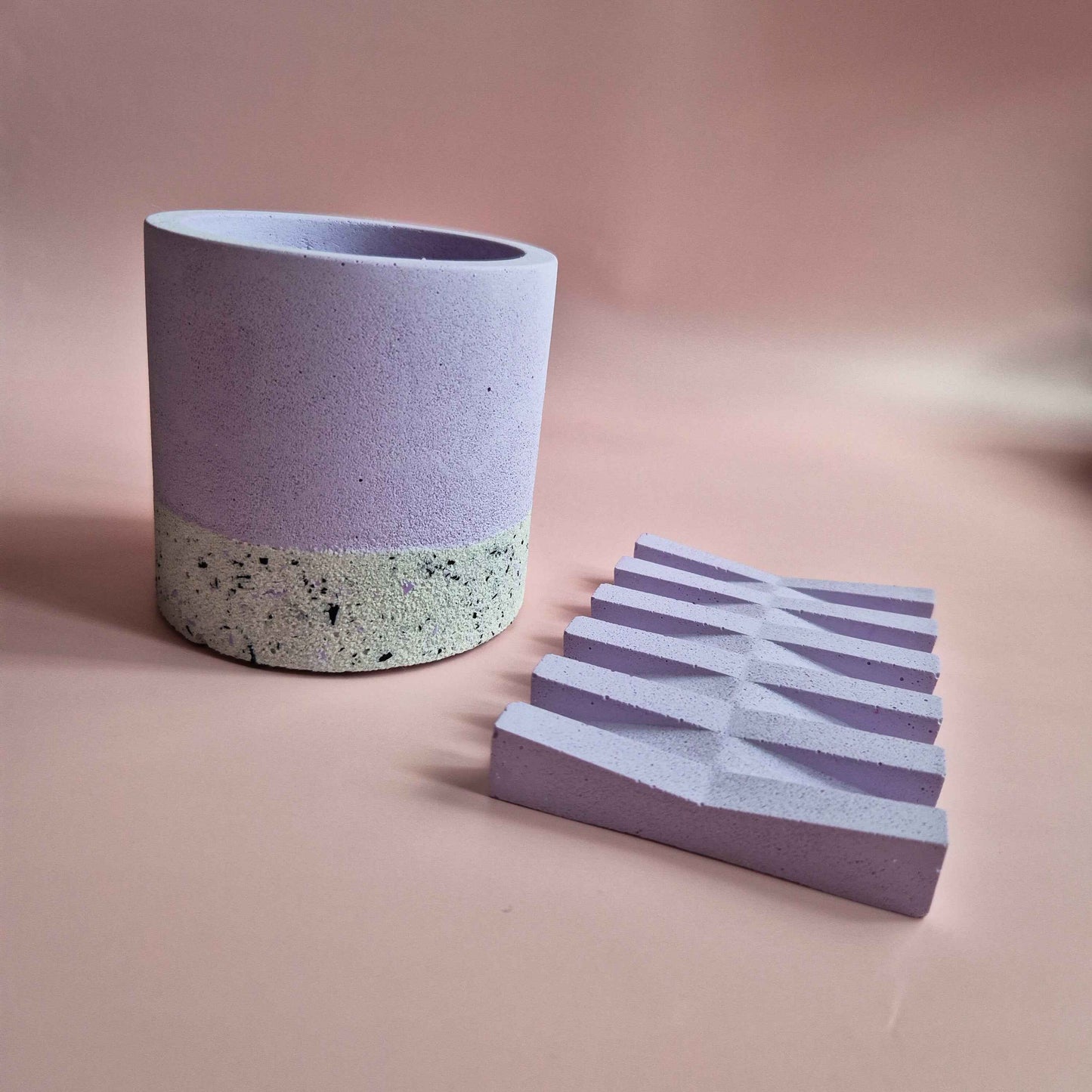 Textured Waterproof Half‑Terrazzo Toothbrush Holder & Soap Dish Set